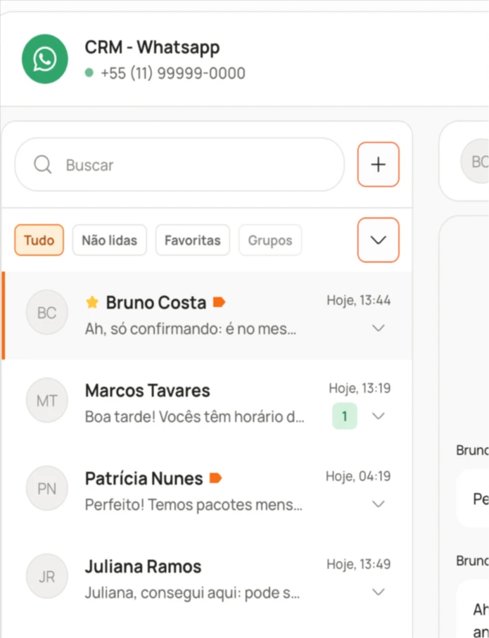 Caixa de conversas do CRM de WhatsApp da Normedic