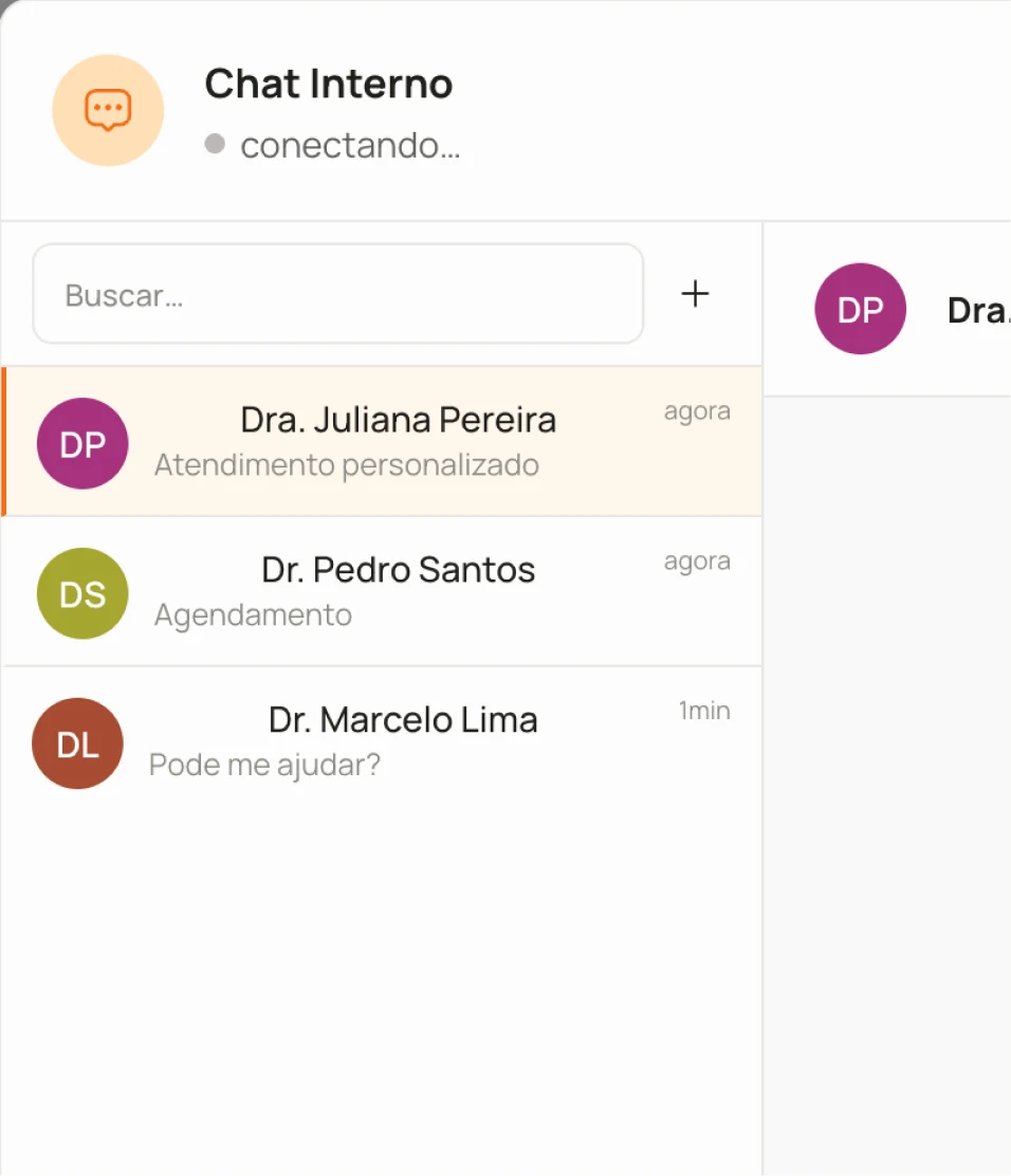 Tela de Chat interno (Messenger) da Normedic